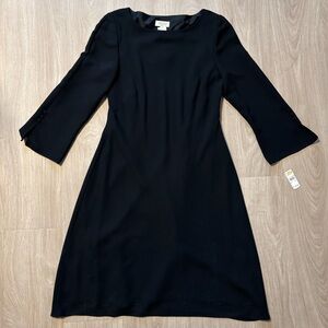 Talbots Black Sheath Dress | 3/4 Sleeve Button Cuff | NWT